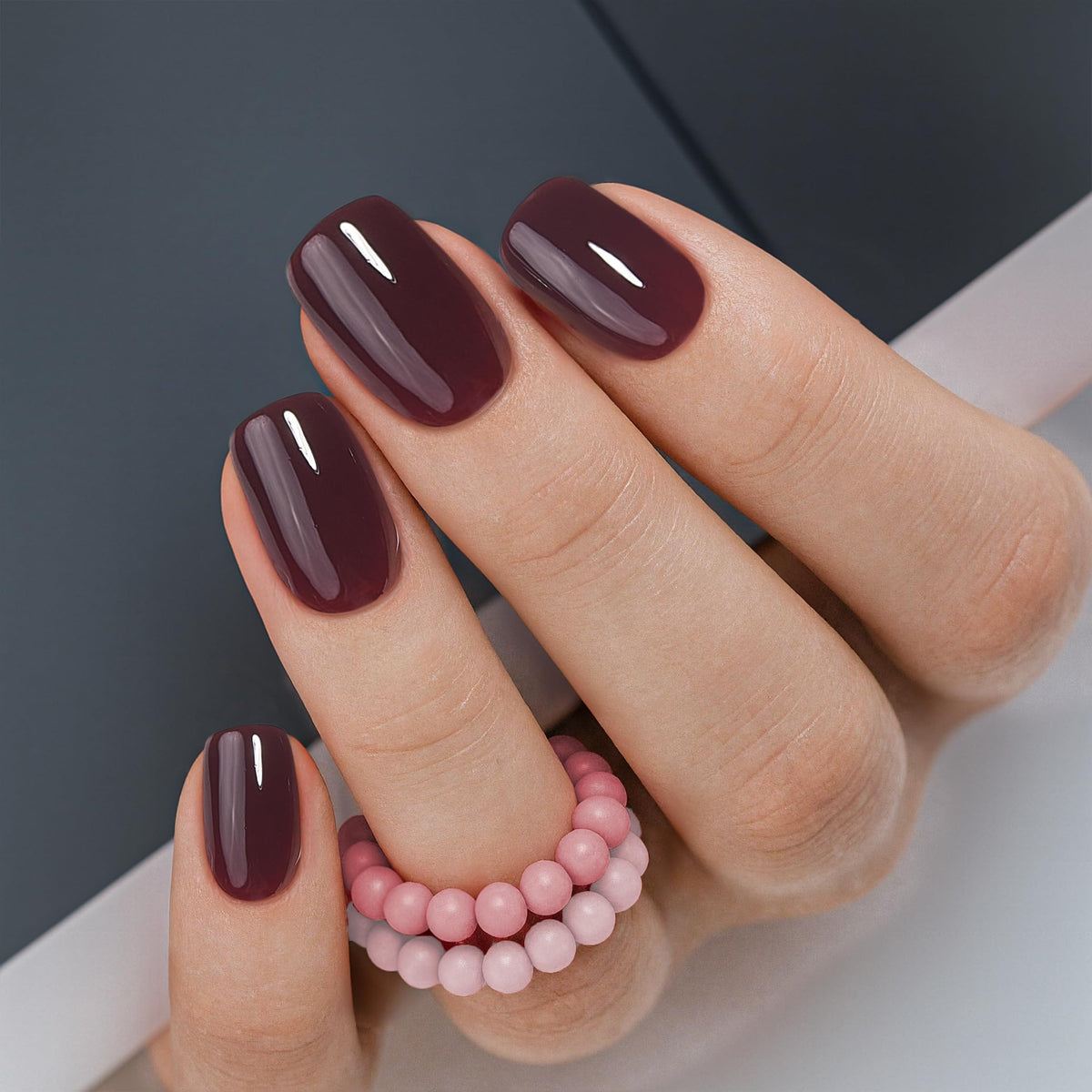 CurvLife front packaging showing wine red nails and kit for instant salon results