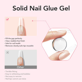 CurvLife gel applied to press-on nail in use for secure fast curing benefit
