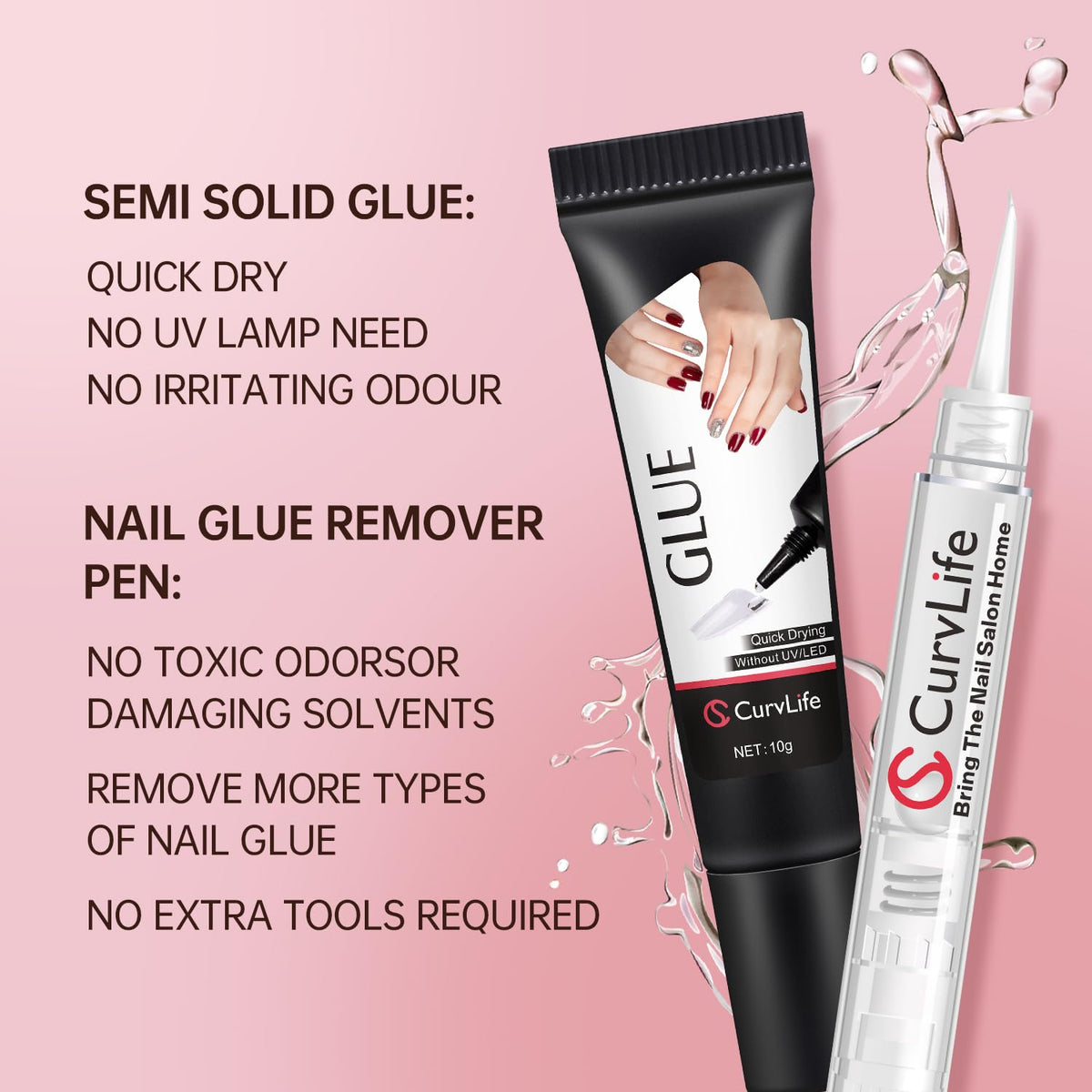 CurvLife semi-solid glue gel texture close-up illustrating smooth application