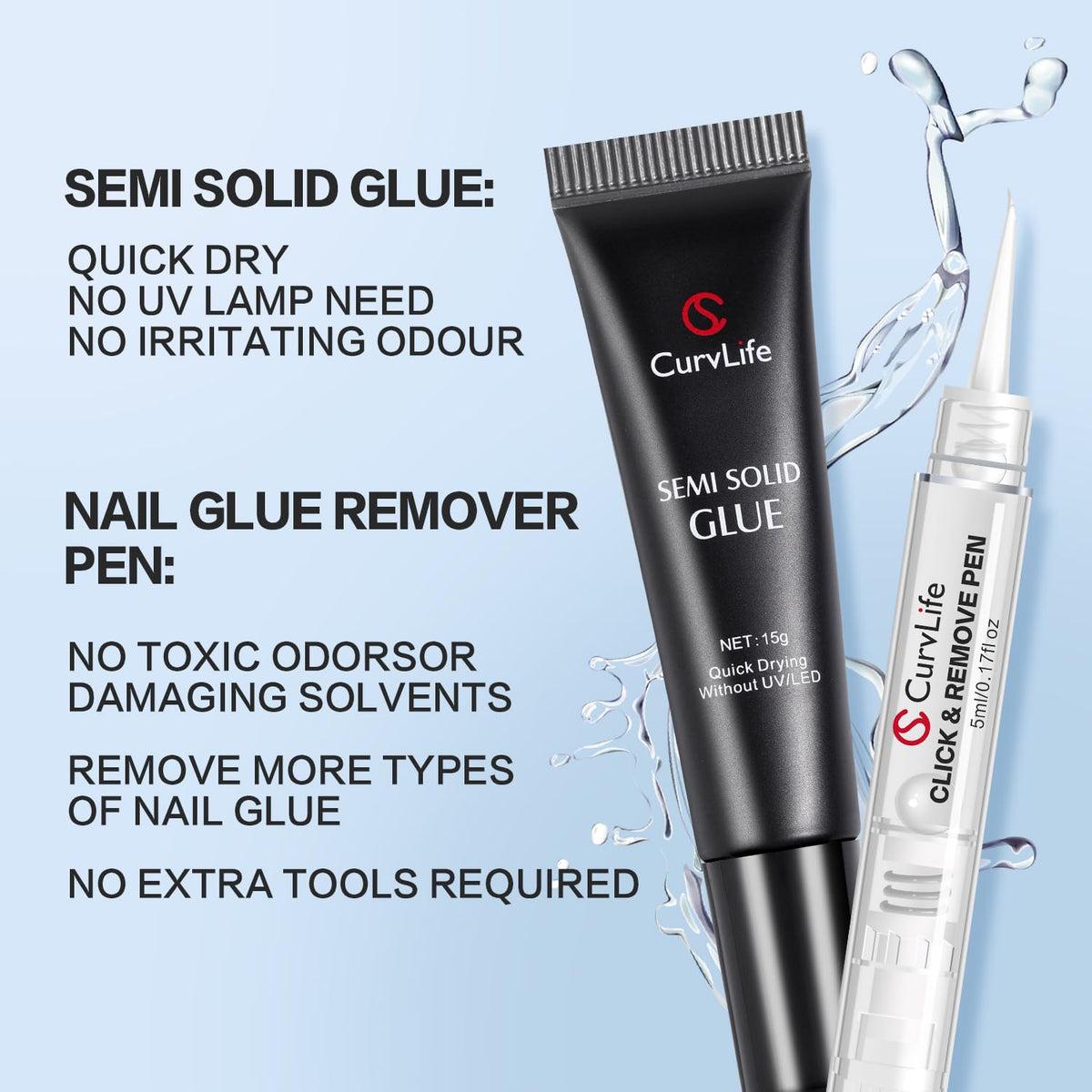 CurvLife glue gel texture closeup highlighting drip-proof consistency and precision