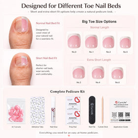CurvLife kit contents with file glue stickers and cuticle stick for easy application