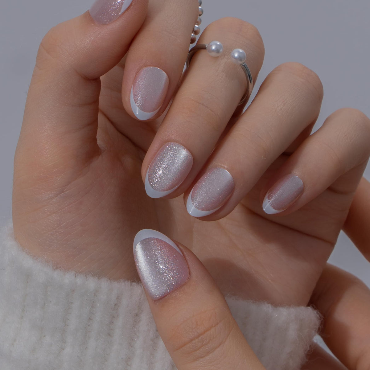 CurvLife press on nail applied on finger demonstrating natural fit and comfortable wear
