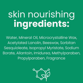 Cutemol ingredient label close-up highlighting beeswax, lanolin, and allantoin benefits