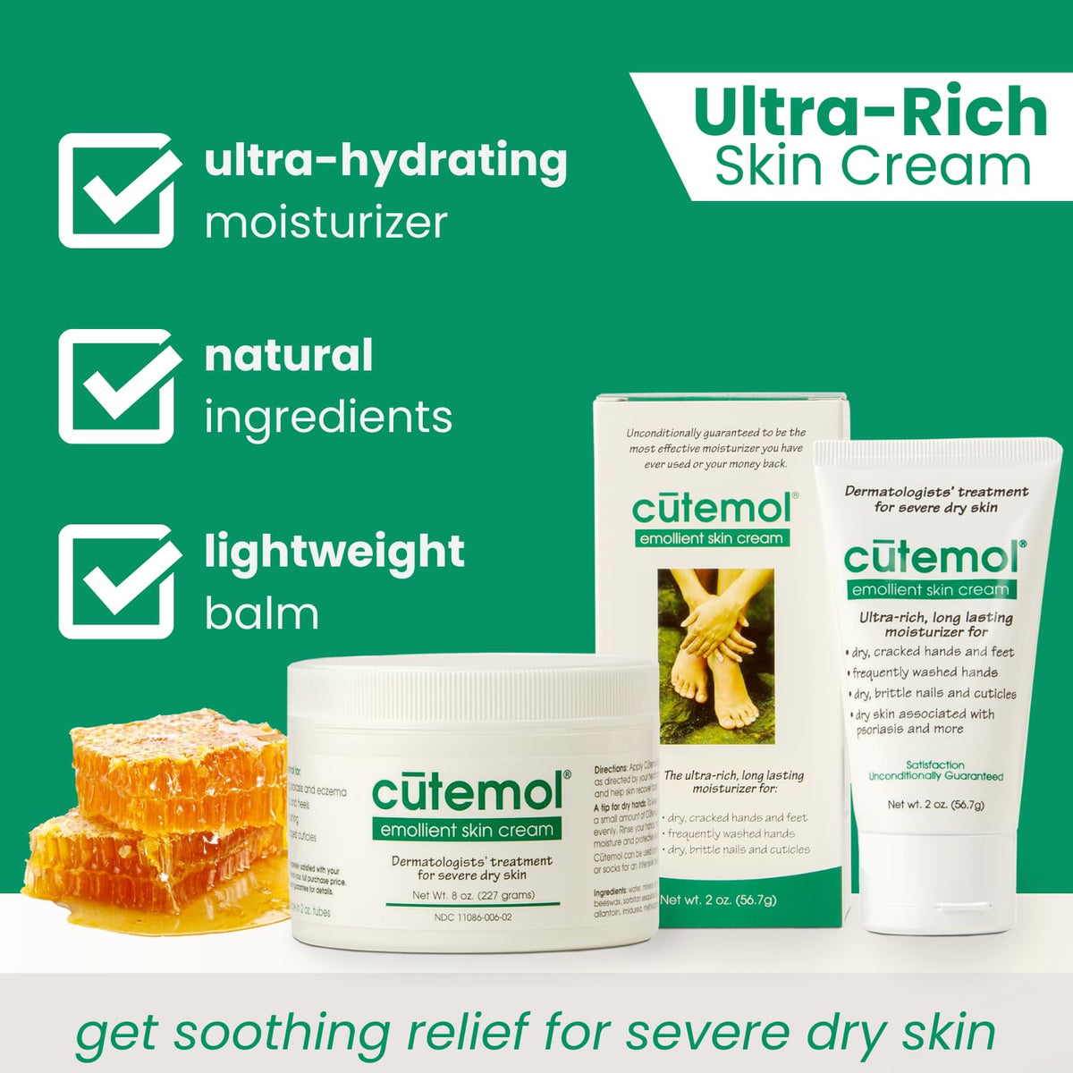 Cutemol cream texture close-up revealing smooth emollient for fast spreading