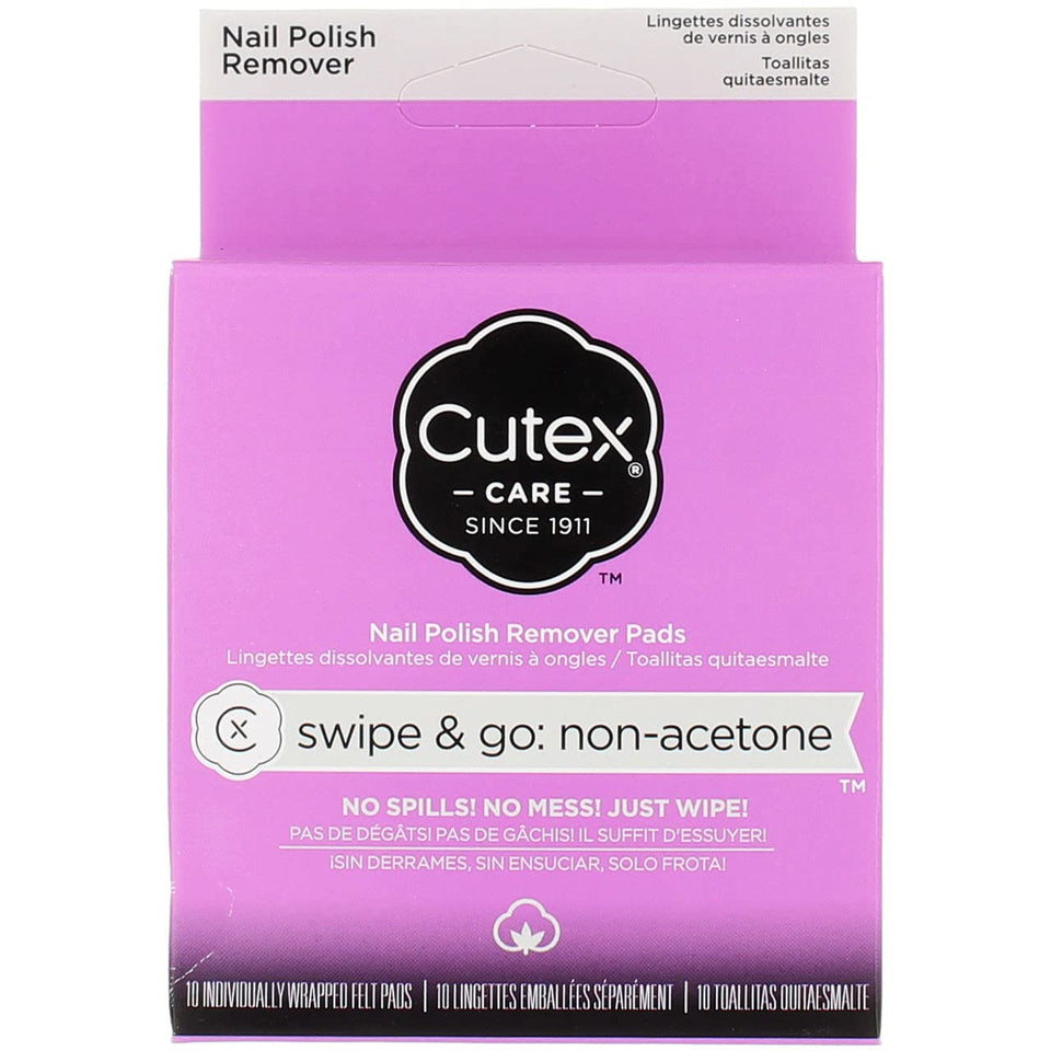 Cutex front packaging showing 10-count pads and portability benefit