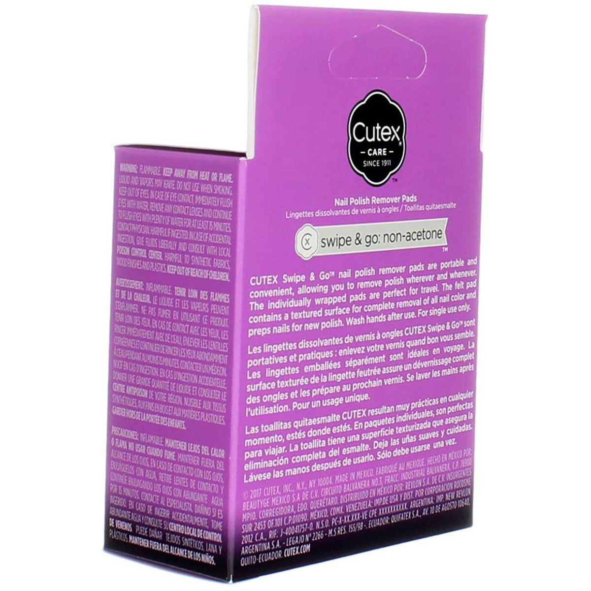 Hand using Cutex pad to remove polish demonstrating quick cleanup benefit