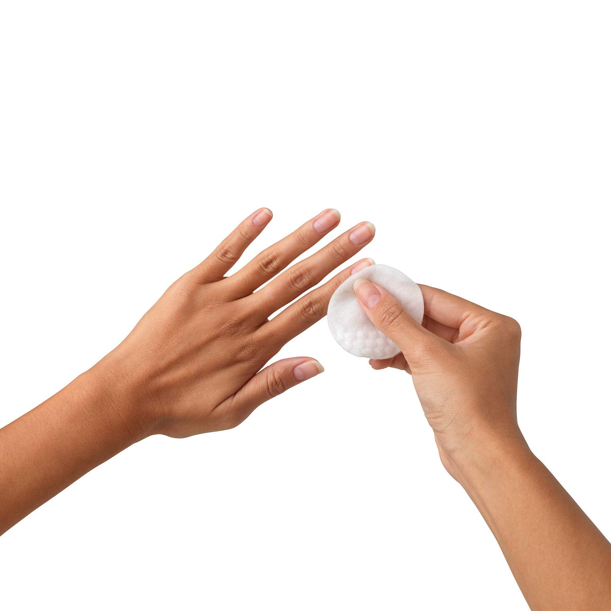 Cutex non-acetone in-use with cotton pad removing polish for easy cleanup