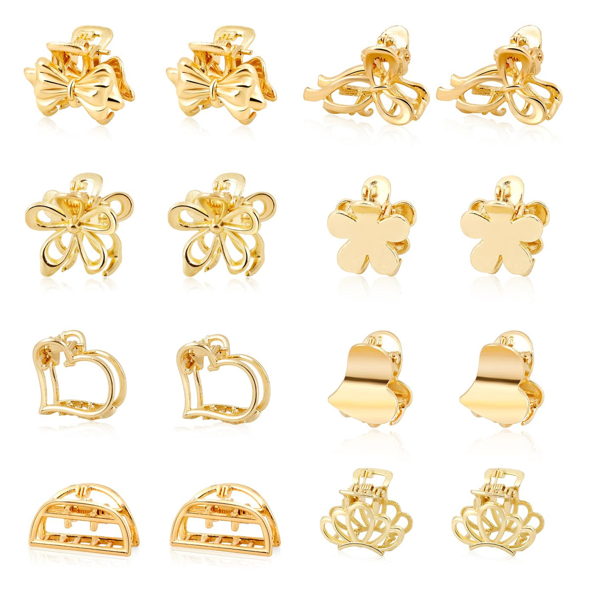 CWJCYTNSN front view of gold mini clip set showing variety and portability
