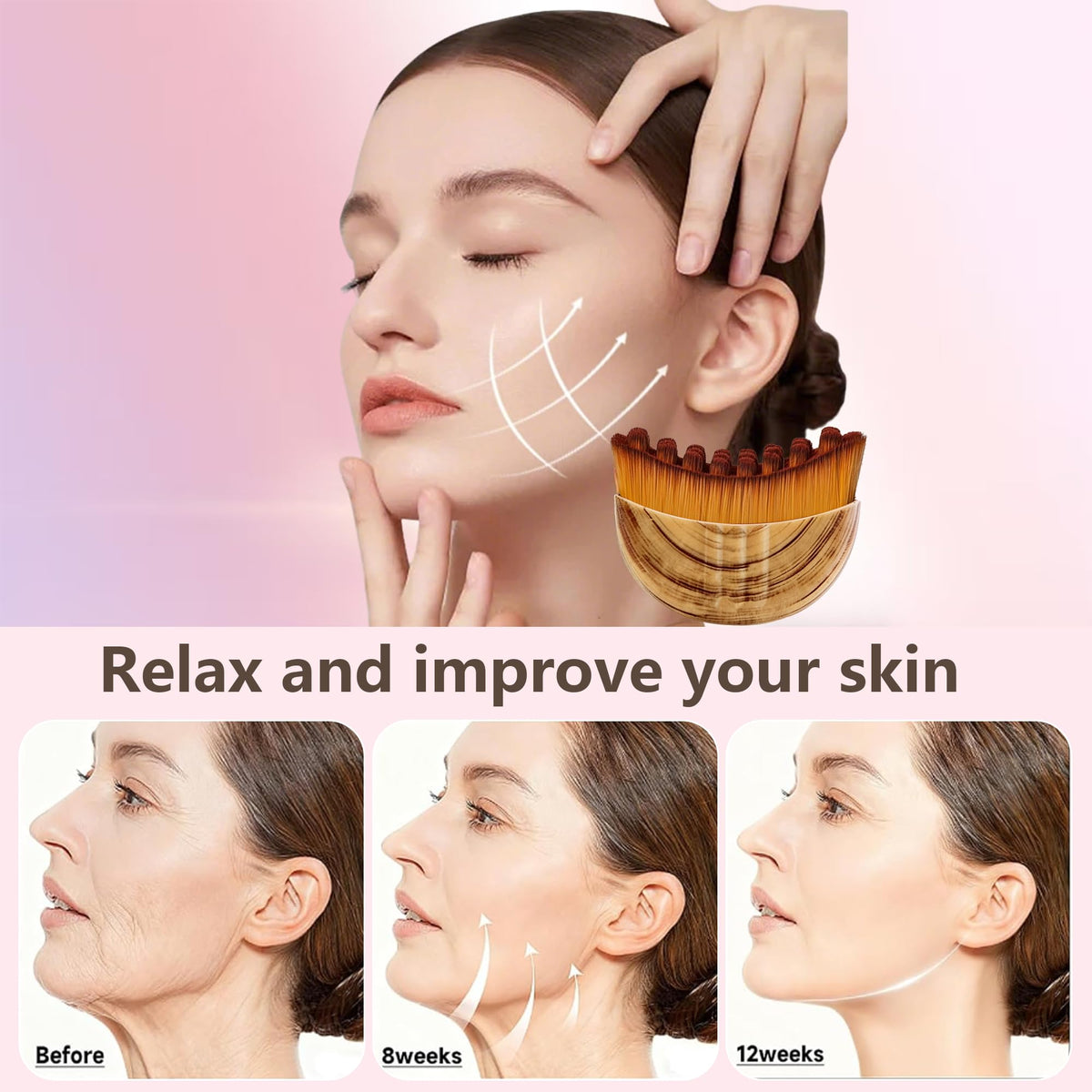 Cxguu in use on jawline showing massage technique to reduce puffiness