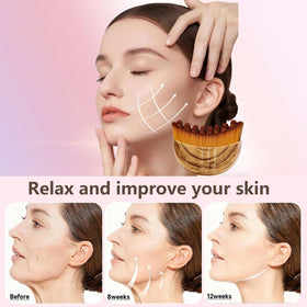 Cxguu in use on jawline showing massage technique to reduce puffiness