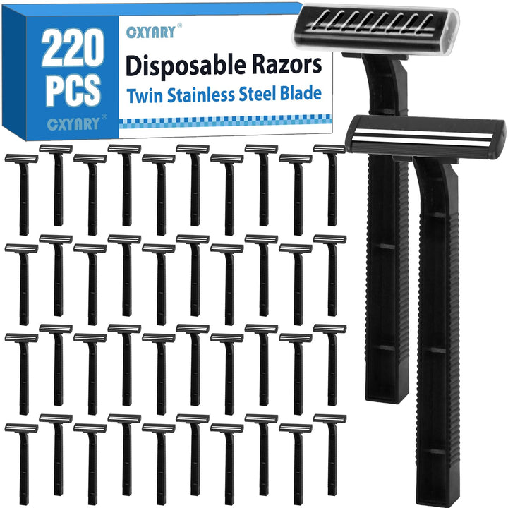 CXYARY front packaging showing 220-count bulk razors and convenient supply