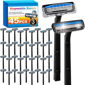 CXYARY front packaging showing 45 disposable razors and benefits