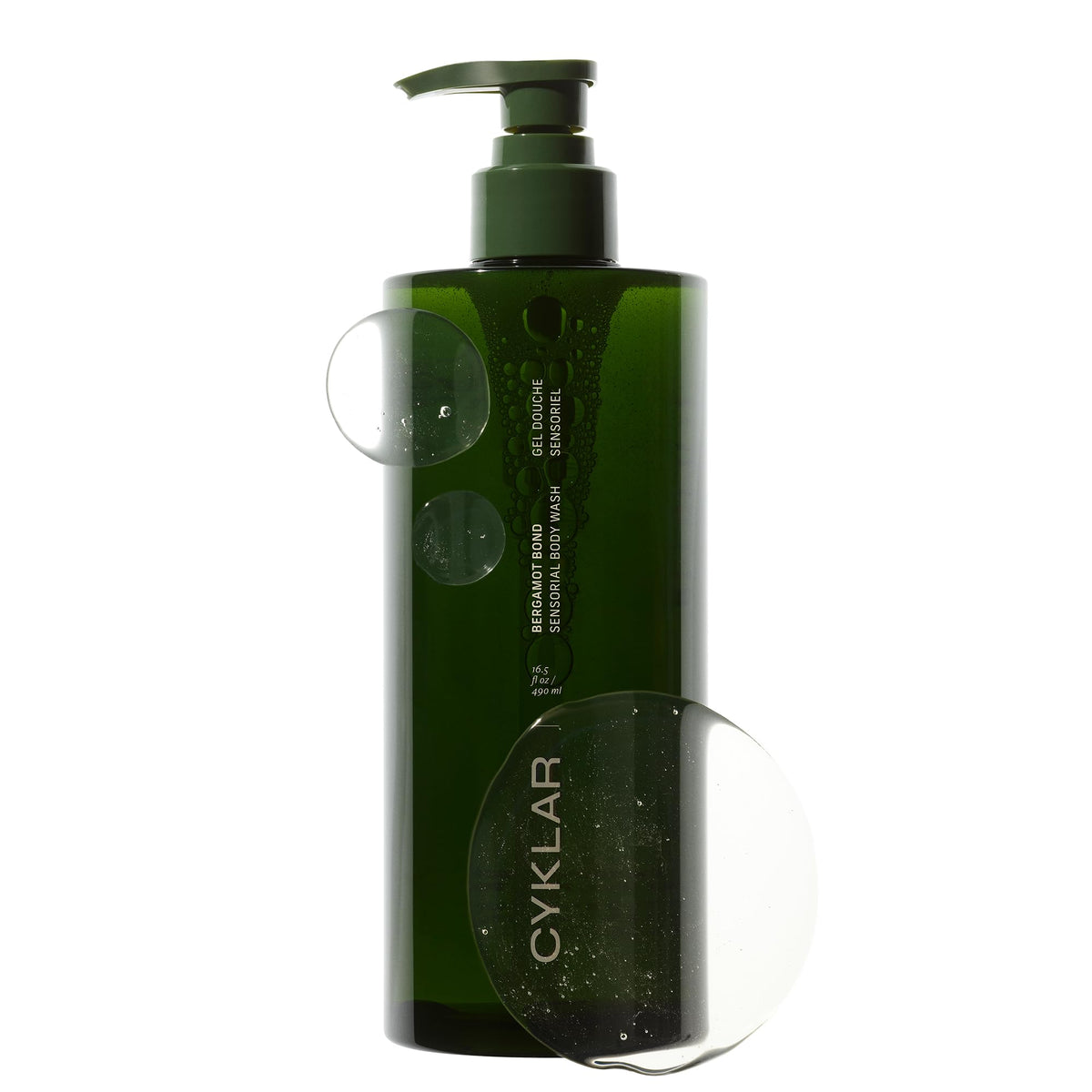 CYKLAR front bottle showing bergamot bond label and elegant design benefits hydration