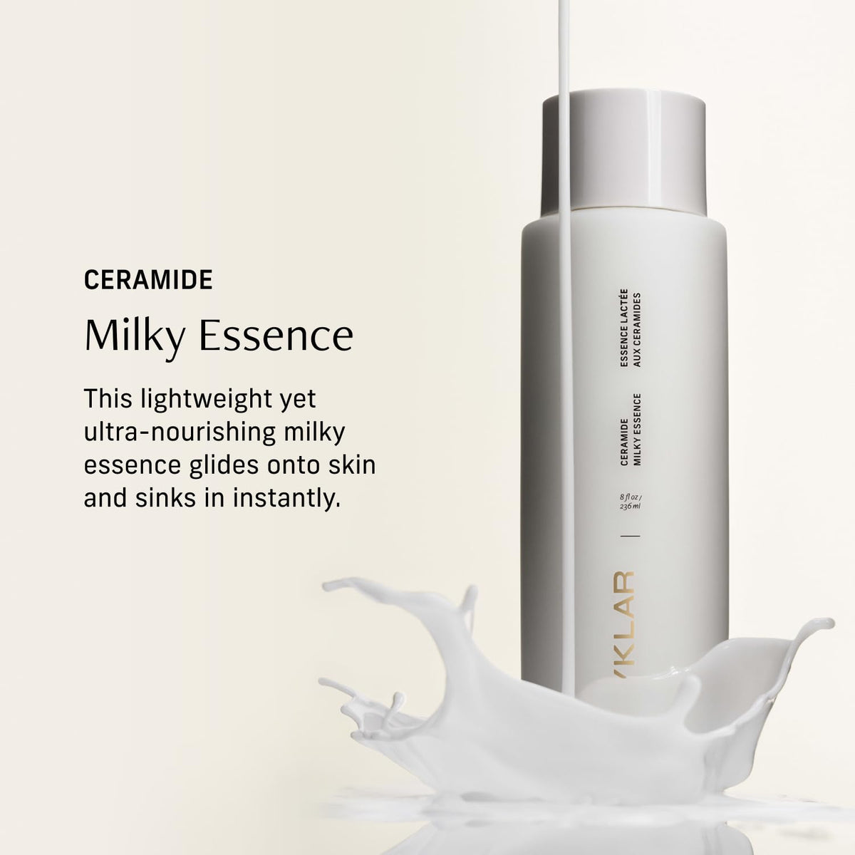 CYKLAR pump dispensing milky texture quickly absorbed for fast hydration