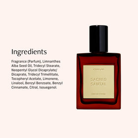 CYKLAR Sacred Santal label detail focusing on scent notes and brand clarity