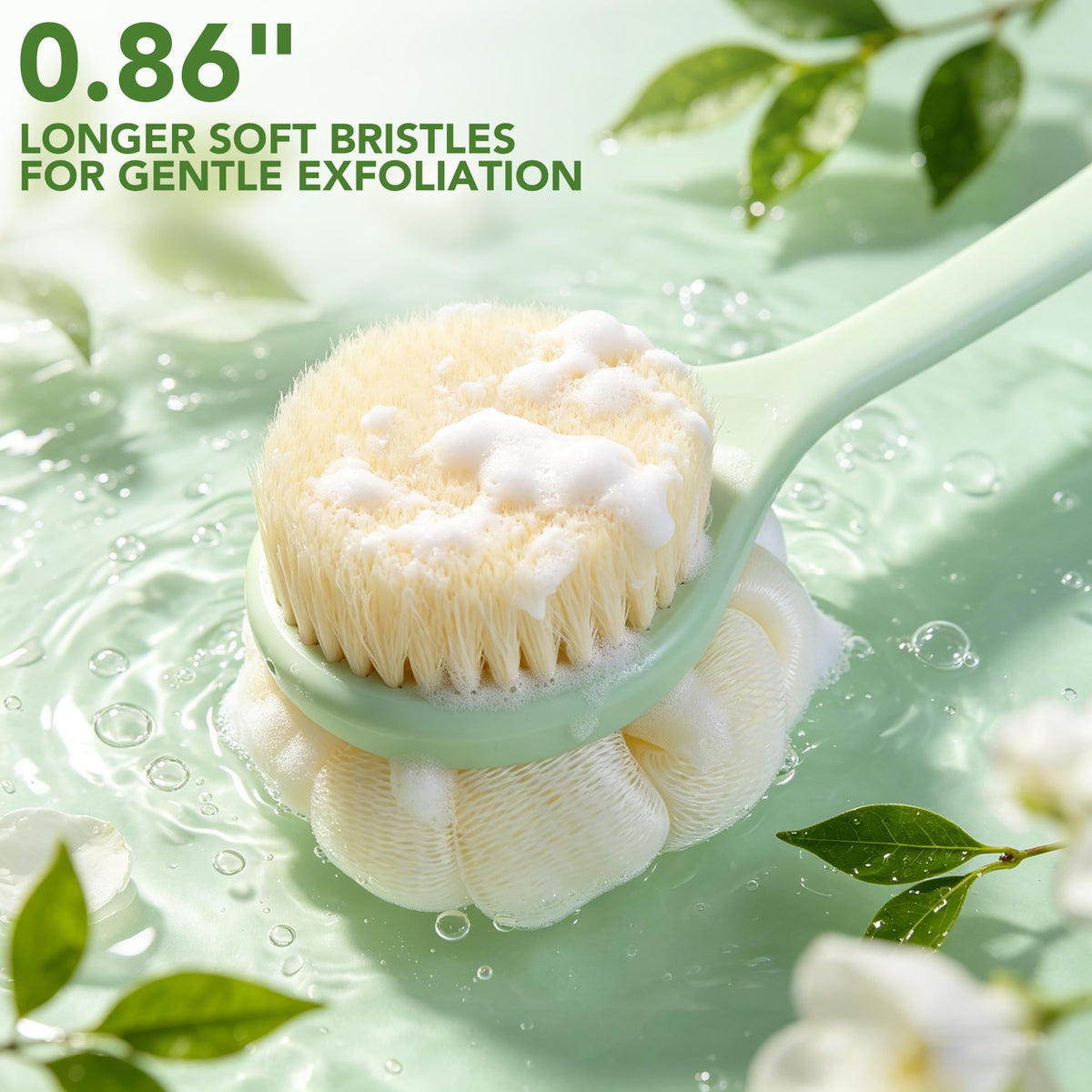 CYMPHW close-up of loofah and bristles showing rich lather potential