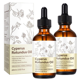 Generic cyperus rotundus oil front packaging showing brand and clear benefits
