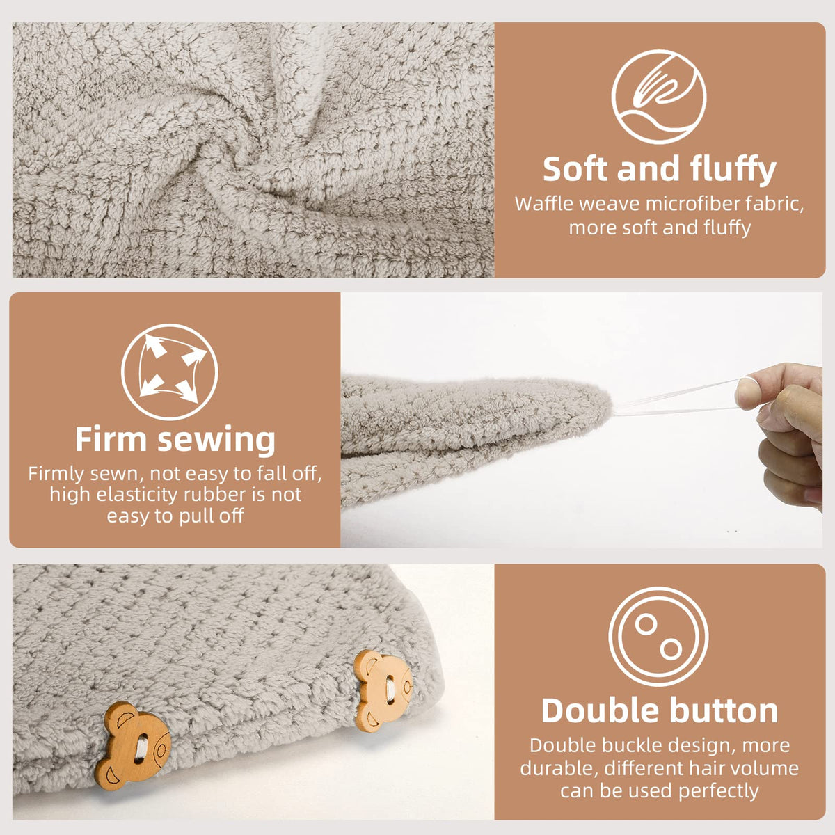 CZZXI towel wrapped on curly hair demonstrating frizz control and gentle hold