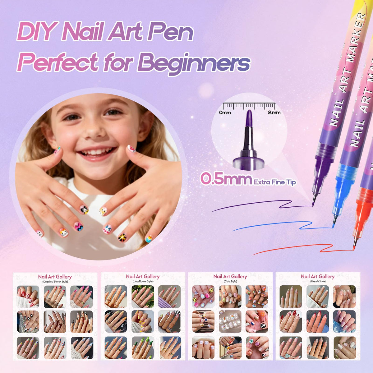 dabria color swatches painted on nail tips demonstrating vibrant, waterproof shades