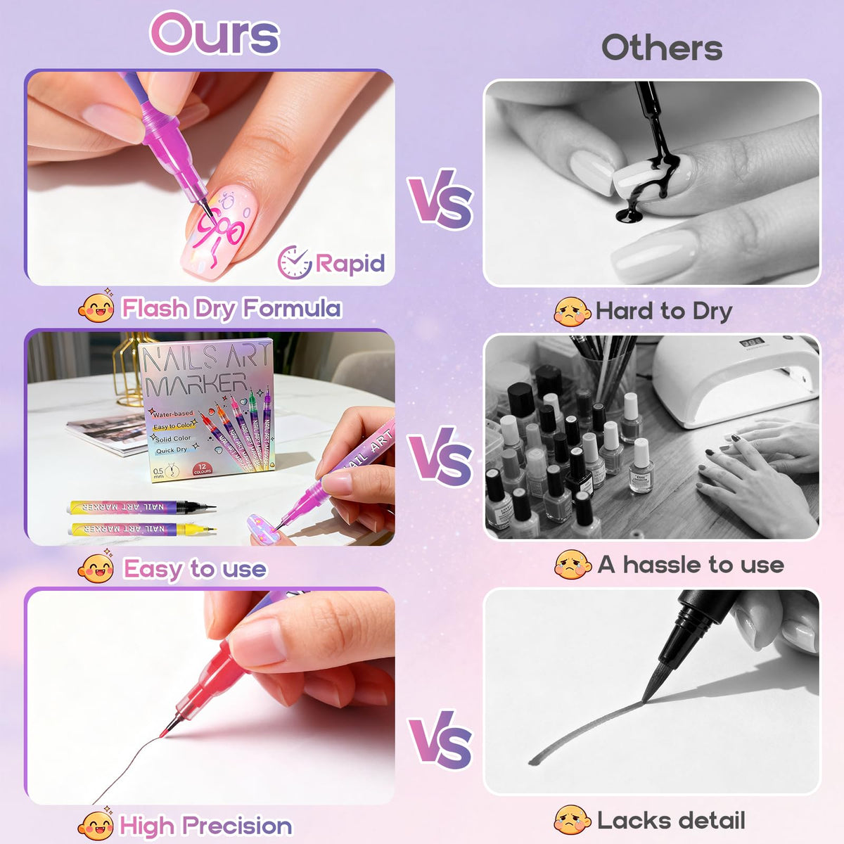 dabria pen drawing on nail illustrating crisp lines and salon-style control