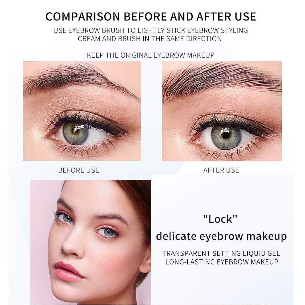 DAGEDA brow gel in use on eyebrow showing immediate grooming and volume