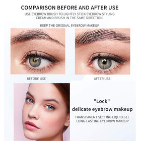 DAGEDA brow gel in use on eyebrow showing immediate grooming and volume