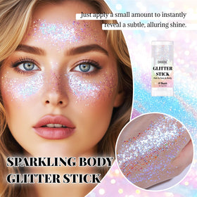 DAGEDA stick open to show gel texture and chunky holographic sparkle benefit