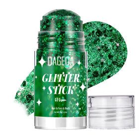 DAGEDA front packaging showing green glitter stick and benefits