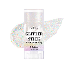 DAGEDA front packaging showing glitter stick and shade label for easy selection
