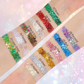 DAGEDA hair highlight application showing glitter adding iridescent festival accents