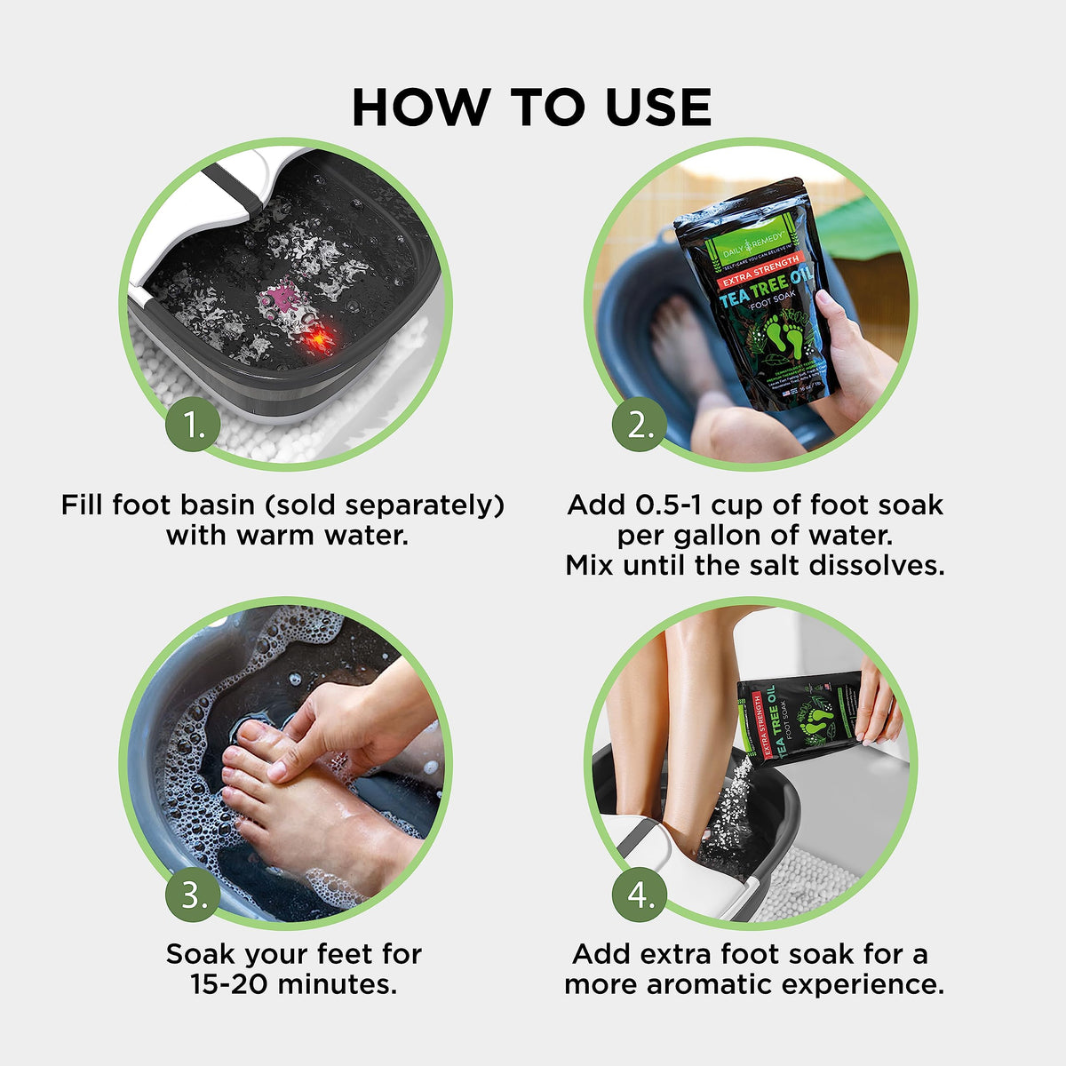 DAILY REMEDY foot soak in basin with feet soaking for relaxation benefit