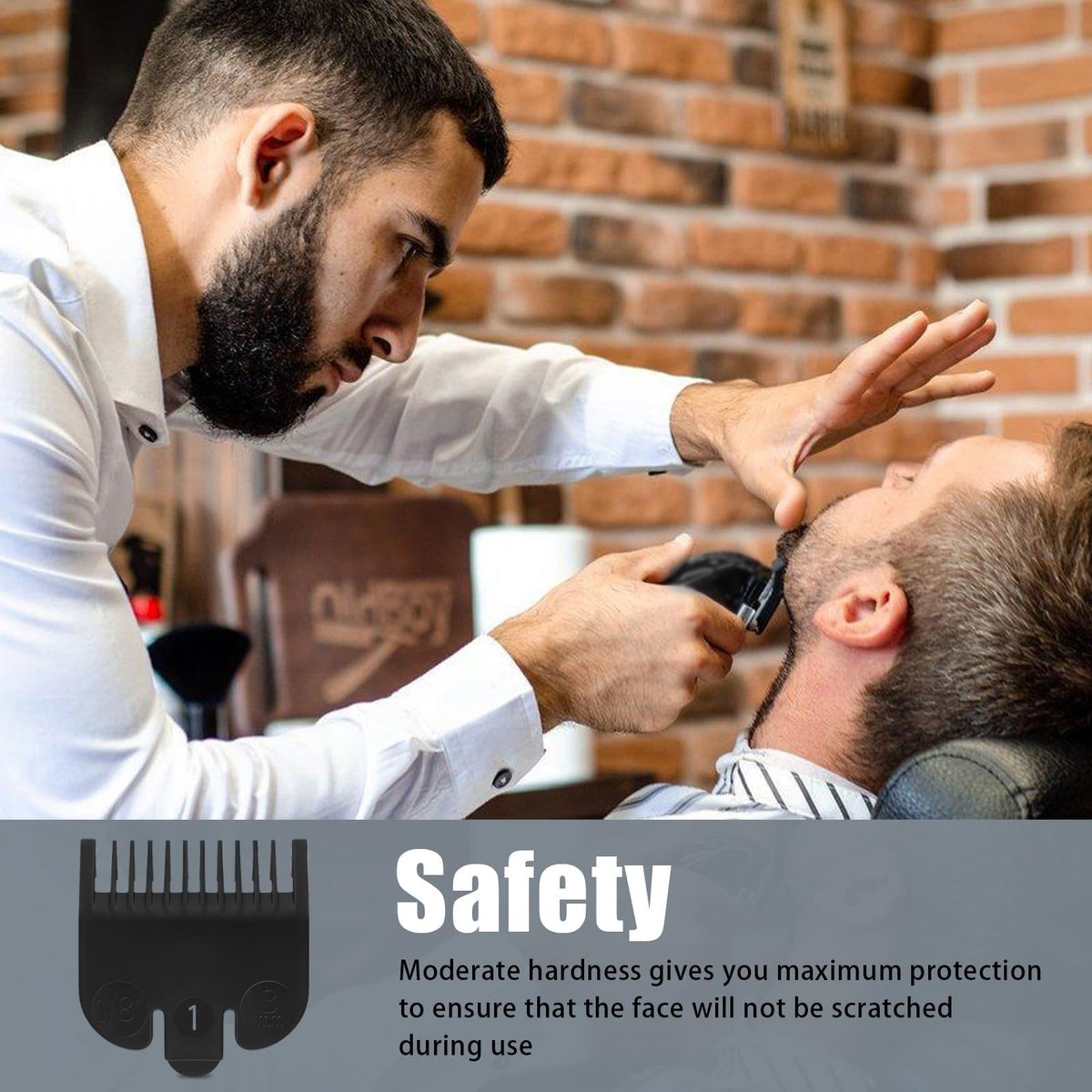 Dairrr Fuuu guide comb attached to a Wahl clipper demonstrating secure fit and stable trimming