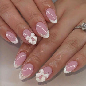 DAJIJIYOU front packaging showing full French tip press-on nail kit and benefits