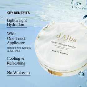 d'alba Piedmont compact next to a lipstick showing pocket-sized 0.88 oz scale