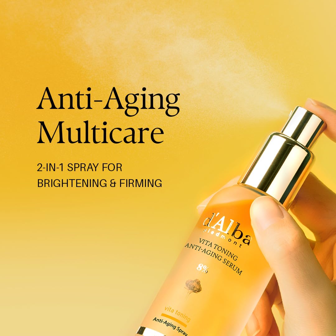 d'alba Piedmont mist sprayed from hand to face demonstrating quick hydration
