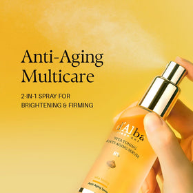 d'alba Piedmont mist sprayed from hand to face demonstrating quick hydration