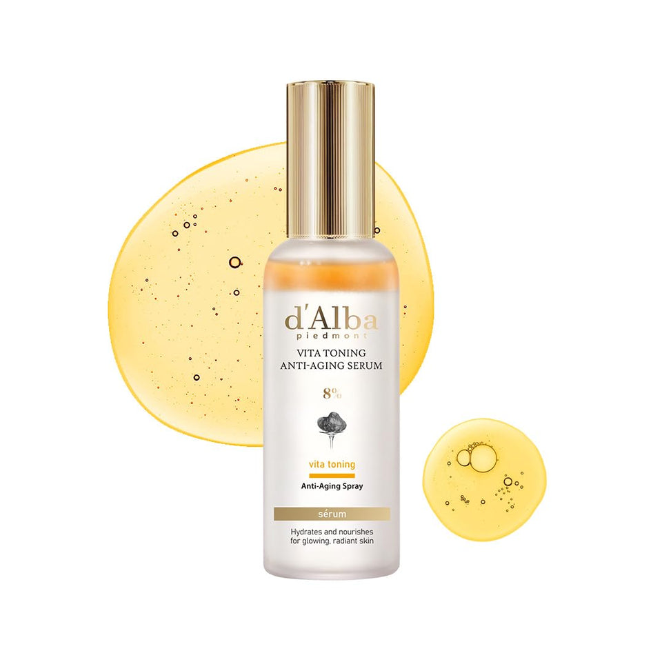 d'alba Piedmont front packaging showing the Vita Toning mist and benefits