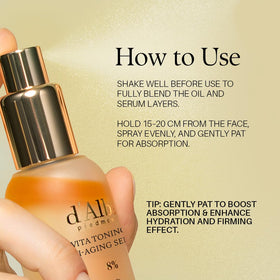 d'alba Piedmont bottle on bathroom shelf suggesting daily routine convenience