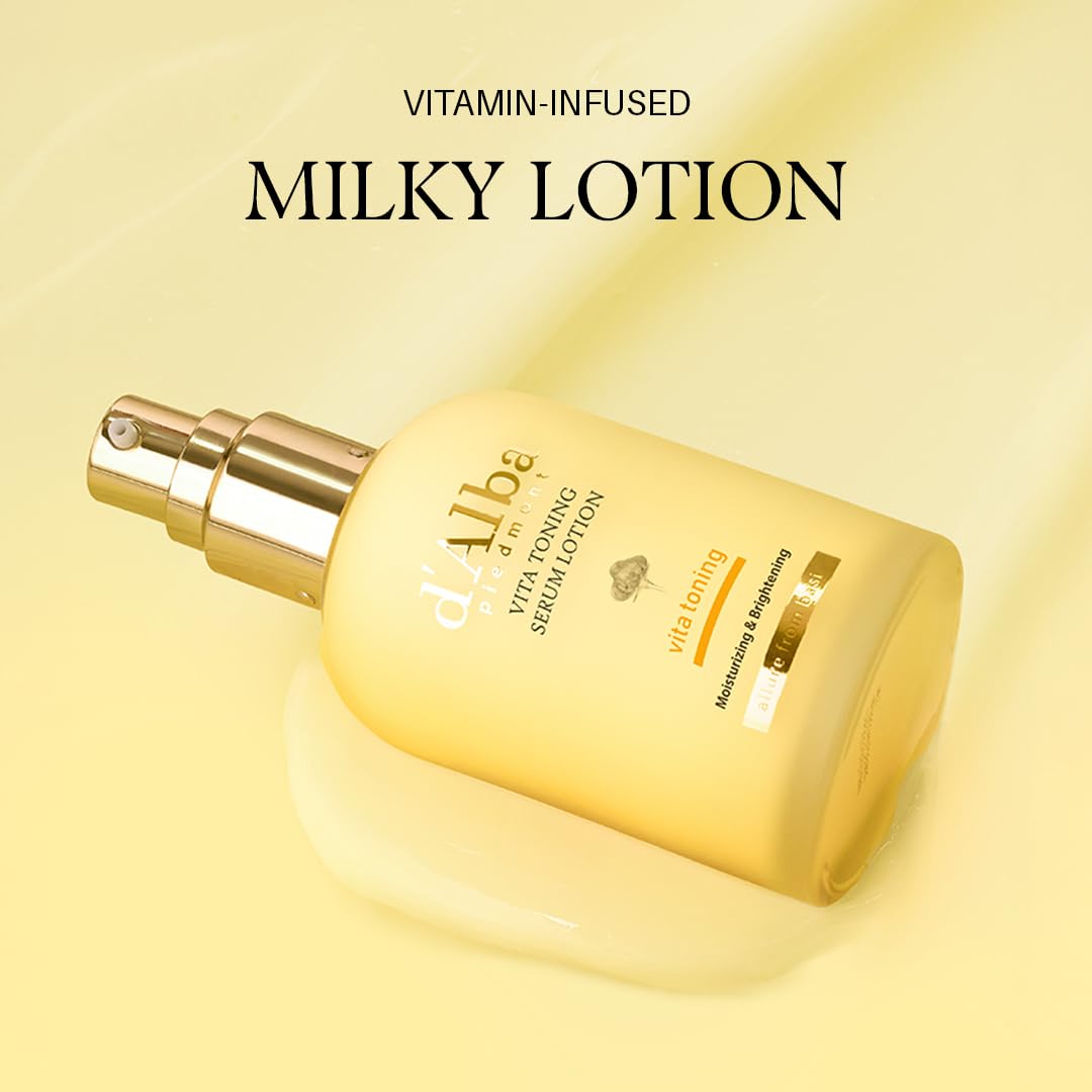 d'alba Piedmont pump close-up revealing milky serum texture for quick absorption