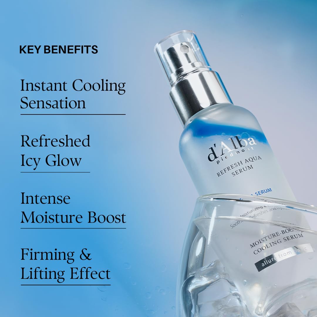 d'alba Piedmont serum drops on skin demonstrating lightweight absorption