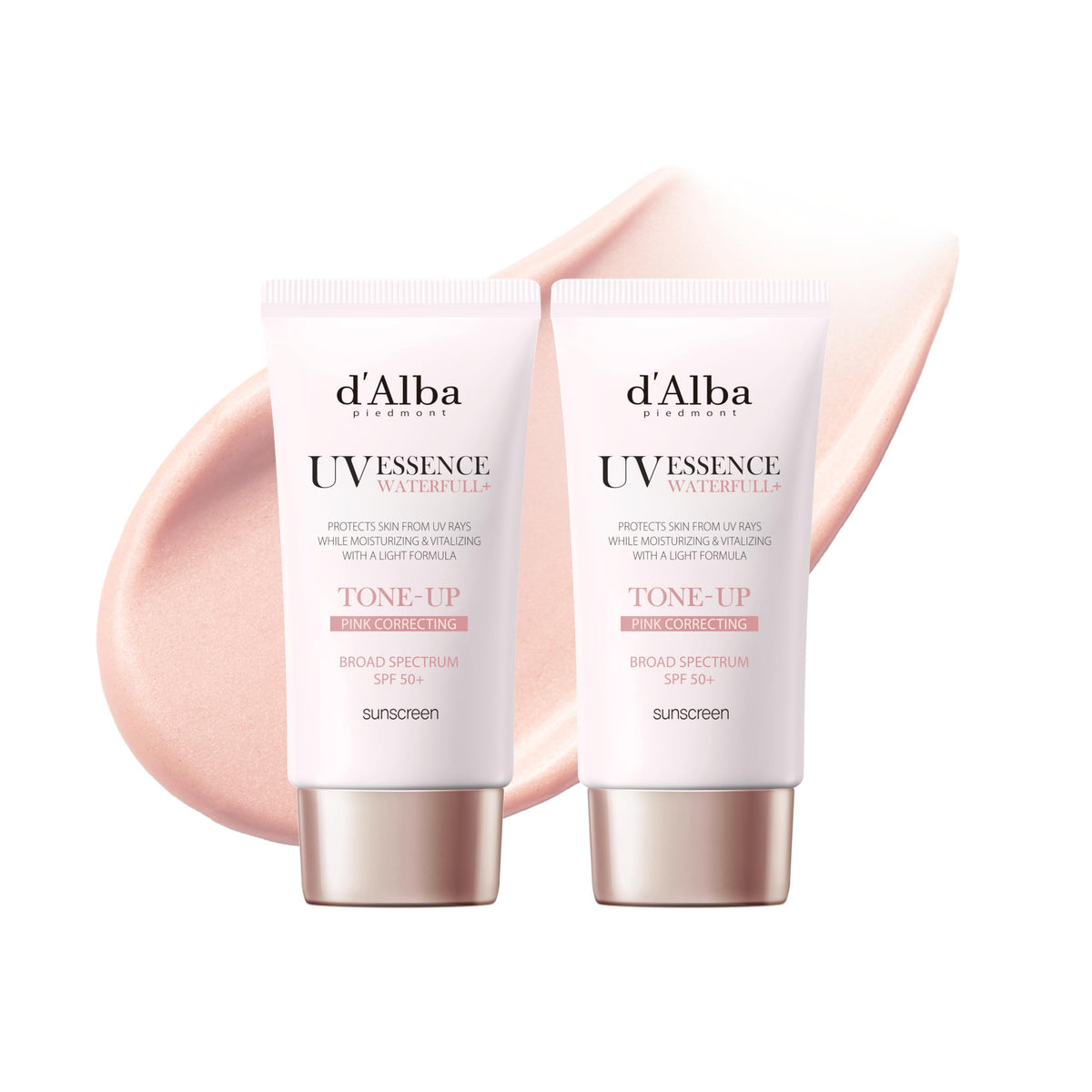 d'alba Piedmont front packaging showing two SPF 50+ bottles and benefits