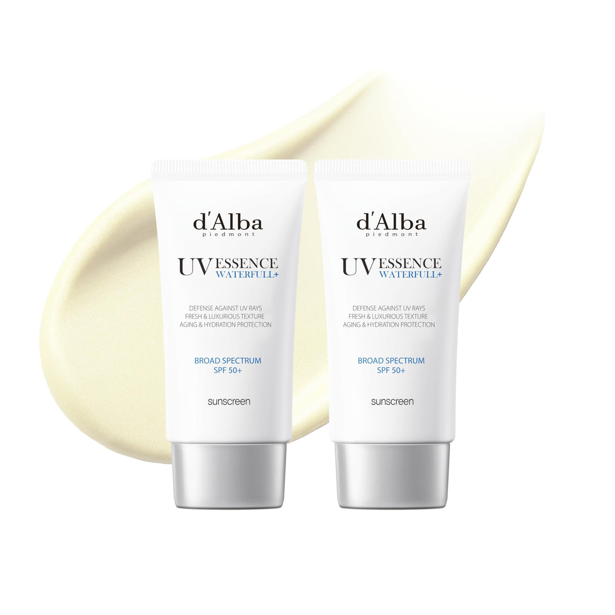 d'alba Piedmont front view of two sunscreen tubes showing packaging and travel-friendly size