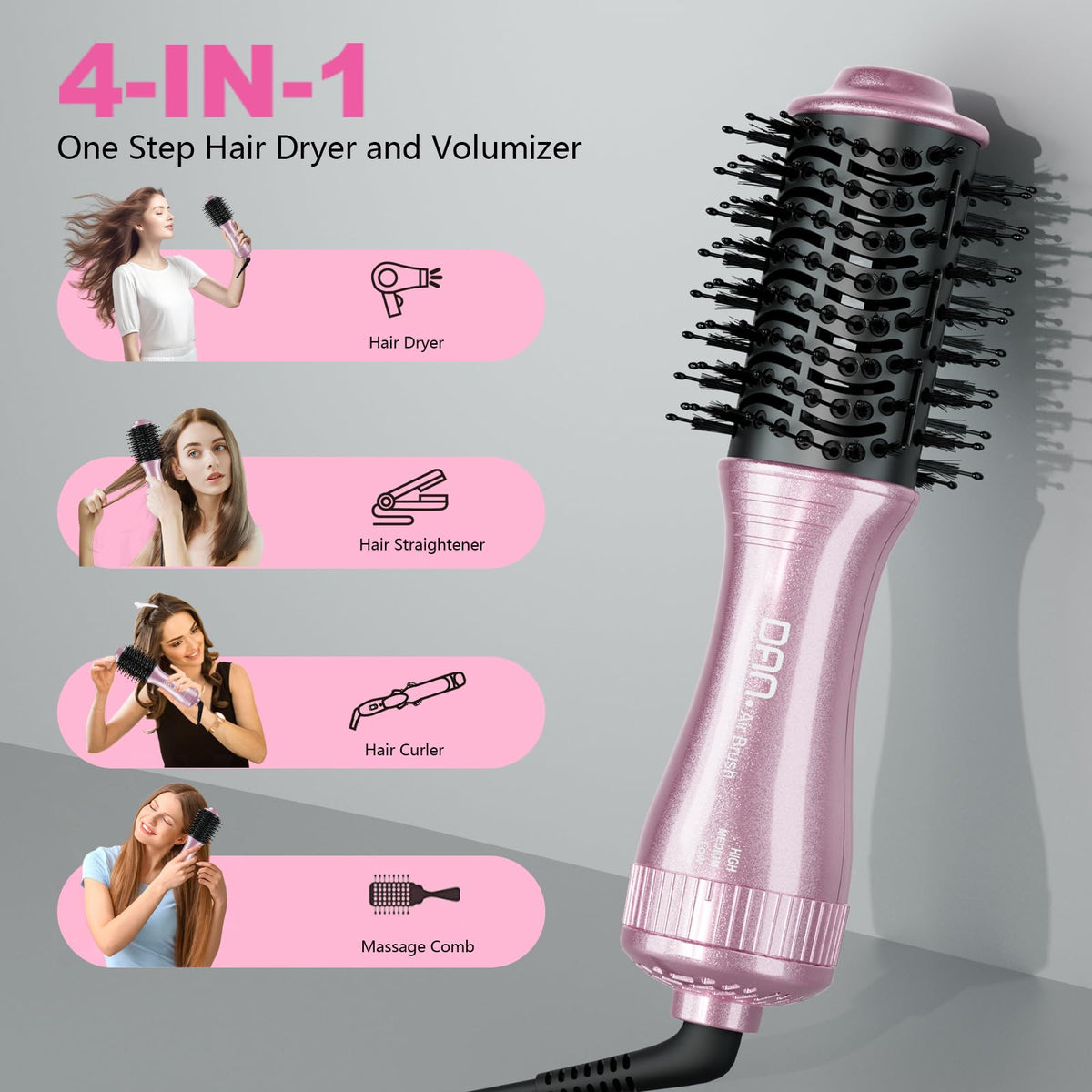 DAN Technology close-up of 2-inch oval brush head, smooth styling precision