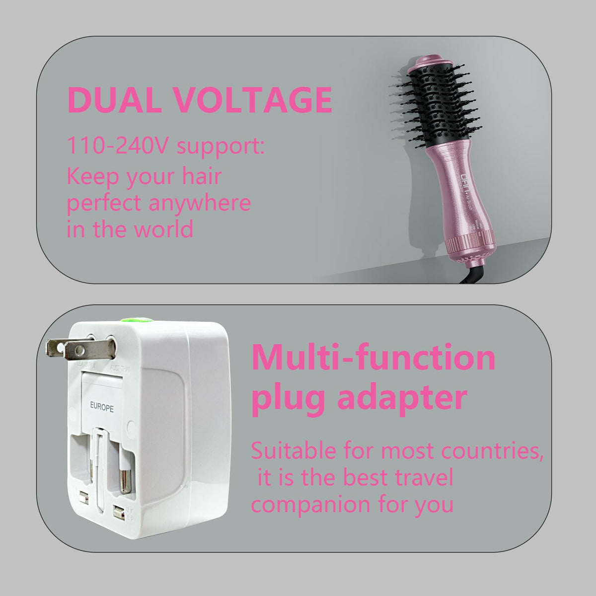 DAN Technology hot air brush styling medium hair, fast drying and volume