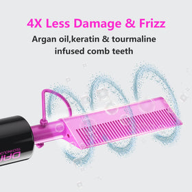 DAN Technology close-up of ceramic tourmaline teeth reducing frizz for smoother hair