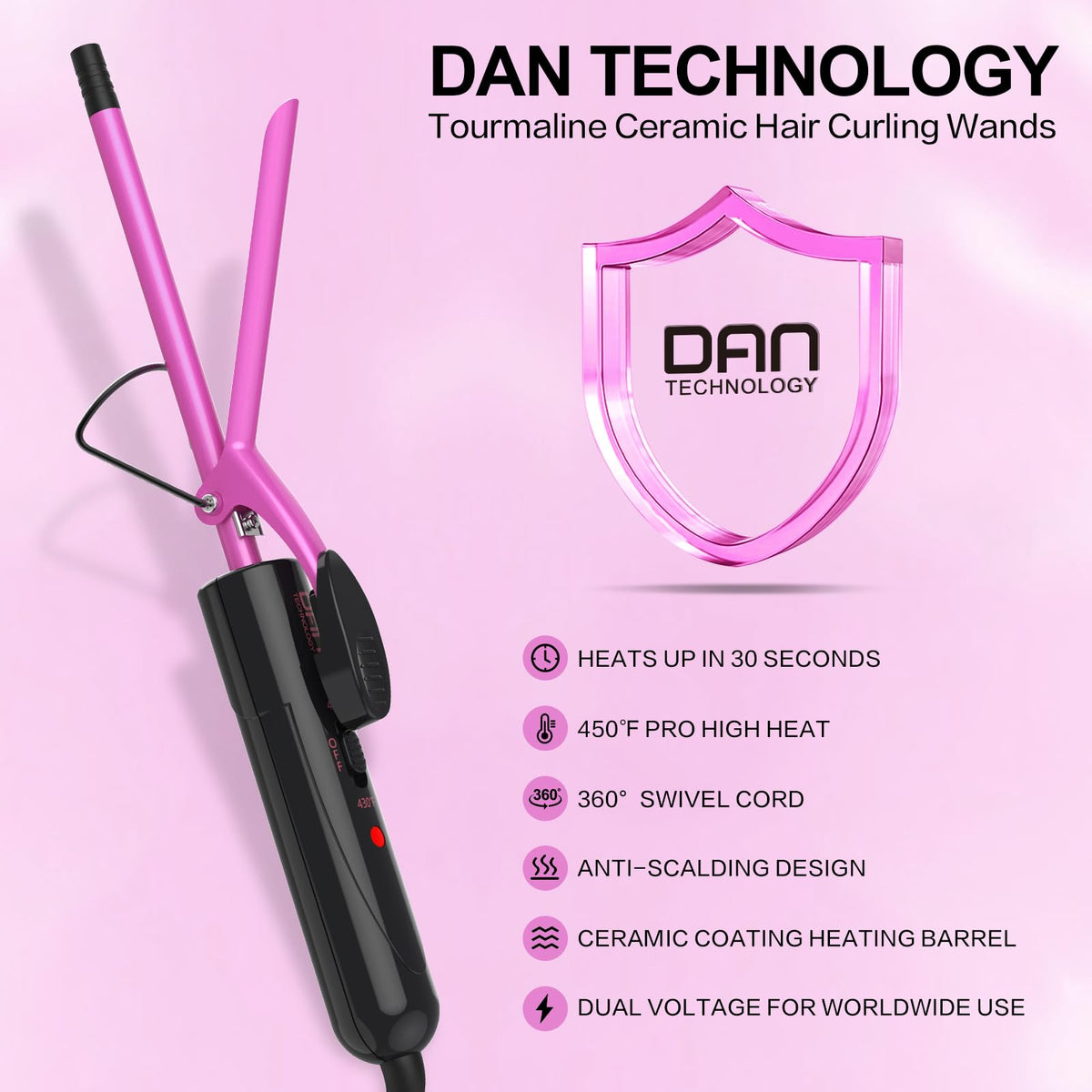 DAN Technology dual voltage label close-up for international travel use