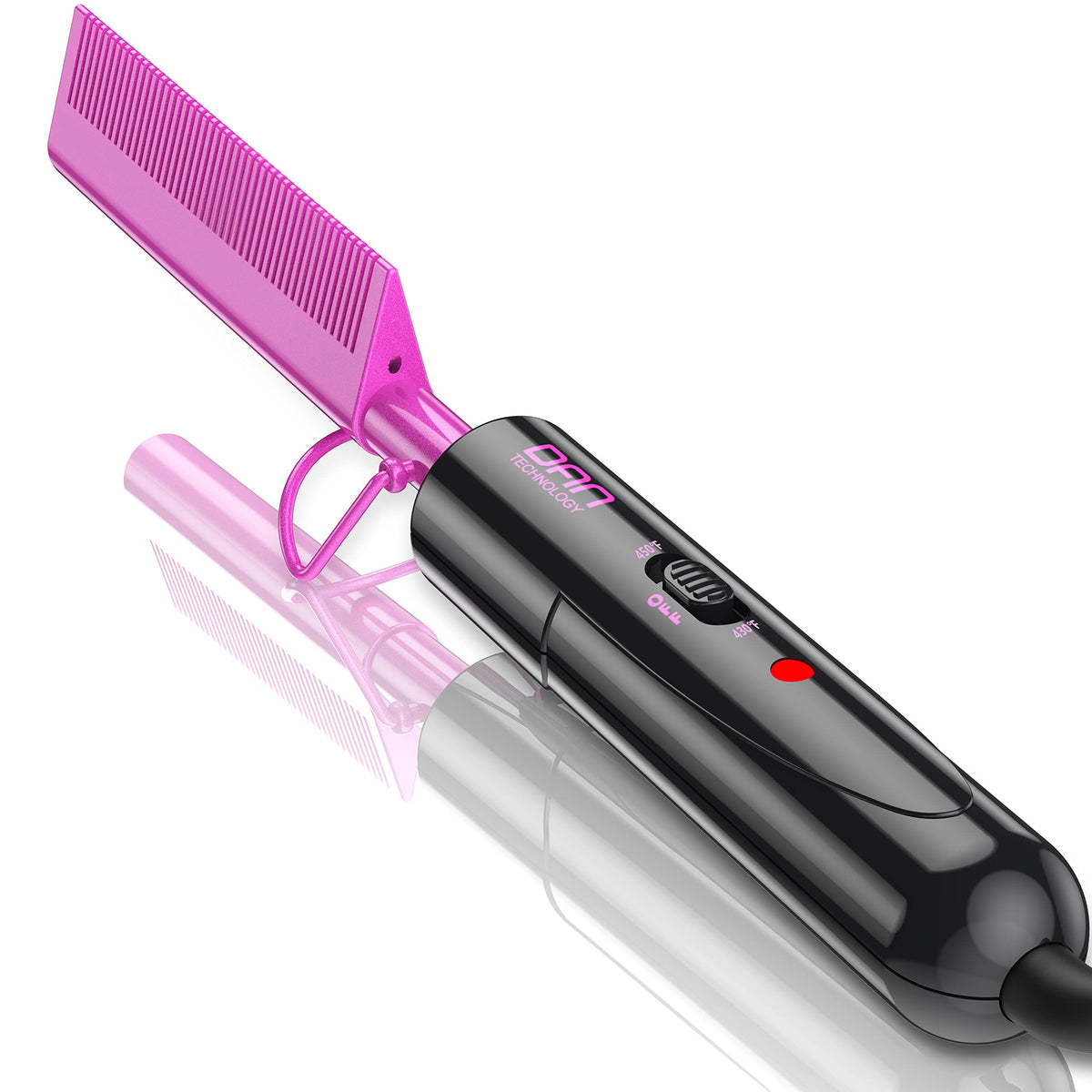 DAN Technology front view compact pressing comb showing sleek design and fast styling benefit
