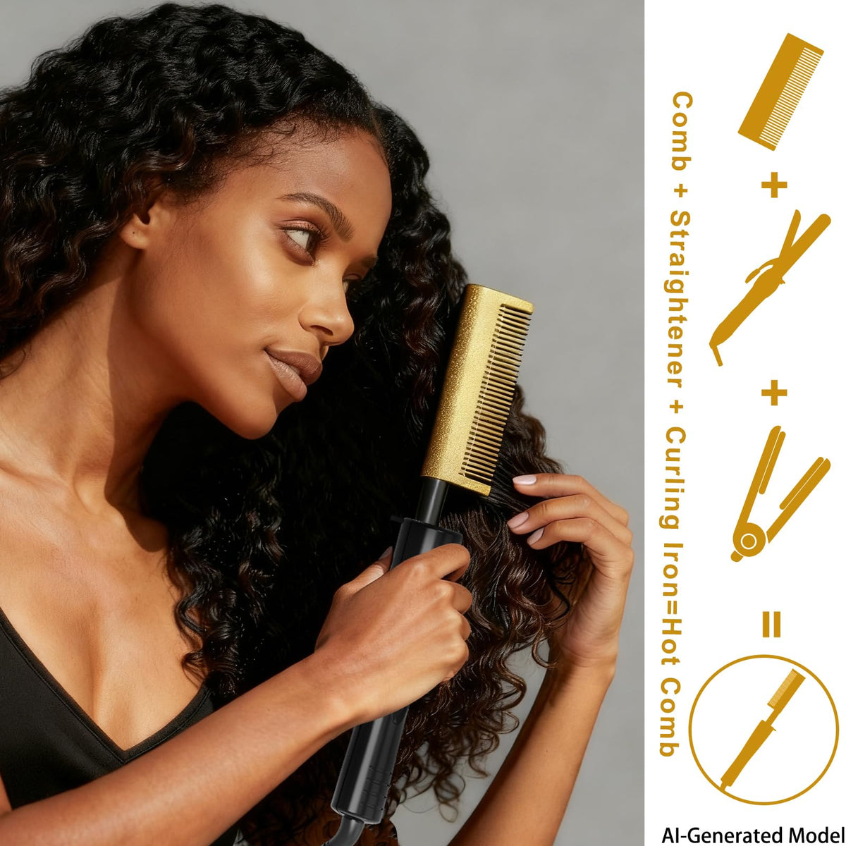 DAN Technology hot comb in travel kit on a suitcase, ready for international styling convenience