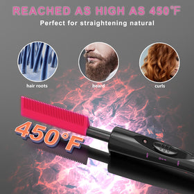 DAN Technology hot comb smoothing a lace-front wig for quick, natural-looking roots