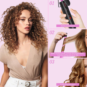 DAN Technology curling short hair in use producing defined curls and quick styling